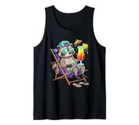 Summer Vacation Raccoon Tropical Drink Beach Trash Panda Tank Top