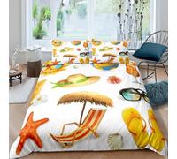 Summer Vacation Style Duvet Cover Set Beach Bedding Sets Soft Microfiber Duvet Cover Emperor Size 290x235 cm 3D Quilt Cover with Zipper Closure and 2 Pillowcases b.534