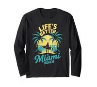 Summer Vacation Surfer Tropical Life's Better At Miami Beach Long Sleeve T-Shirt