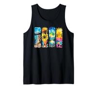 Summer Vacation Travel Scenes Watercolor Art Tank Top