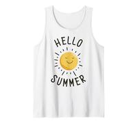 Summer Vacation Typography Beach Sunset Hello Summer Tank Top
