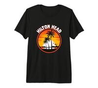 Summer Vacation Zen Sunset Retro Palm Trees Hilton Head Premium T-Shirt