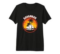 Summer Vacation Zen Sunset Retro Palm Trees Savannah Premium T-Shirt