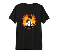 Summer Vacation Zen Sunset Retro Palm Trees Silhouette Premium T-Shirt