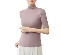 Summer Vest Tops Women UK Women Turtle Neck Sleeveless Tops Mock Turtleneck Vest Polo Neck T Shirt Fitted Tops for Women UK Tees (Pink, L)