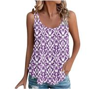Summer Vest Women UK 2025, Sleeveless Tank Tops Wide Strap Cami Loose Fit Retro Print Blouses Ladies Tunic Top Gym Hiking Going Out Camisole Shirts Casual Basic Tees Plus Size S-3XL
