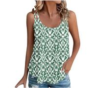 Summer Vest Women UK 2025, Sleeveless Tank Tops Wide Strap Cami Loose Fit Retro Print Blouses Ladies Tunic Top Gym Hiking Going Out Camisole Shirts Casual Basic Tees Plus Size S-3XL