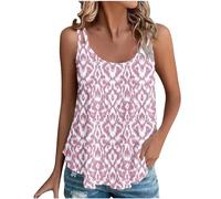 Summer Vest Women UK 2025, Sleeveless Tank Tops Wide Strap Cami Loose Fit Retro Print Blouses Ladies Tunic Top Gym Hiking Going Out Camisole Shirts Casual Basic Tees Plus Size S-3XL