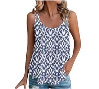 Summer Vest Women UK 2025, Sleeveless Tank Tops Wide Strap Cami Loose Fit Retro Print Blouses Ladies Tunic Top Gym Hiking Going Out Camisole Shirts Casual Basic Tees Plus Size S-3XL