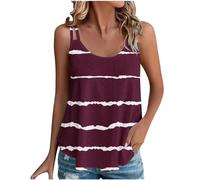 Summer Vest Women UK, Sleeveless Tank Tops Strappy Cami Loose Fit Retro Print Blouses Ladies Tunic Top Gym Hiking Going Out Camisole Shirts Casual Basic Tees Plus Size S-3XL