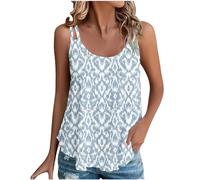 Summer Vest Women UK, Sleeveless Tank Tops Strappy Cami Loose Fit Retro Print Blouses Ladies Tunic Top Gym Hiking Going Out Camisole Shirts Casual Basic Tees Plus Size S-3XL