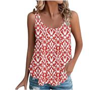 Summer Vest Women UK, Sleeveless Tank Tops Strappy Cami Loose Fit Retro Print Blouses Ladies Tunic Top Gym Hiking Going Out Camisole Shirts Casual Basic Tees Plus Size S-3XL