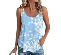 Summer Vest Women UK, Sleeveless Tank Tops Strappy Cami Loose Fit Retro Print Blouses Ladies Tunic Top Gym Hiking Going Out Camisole Shirts Casual Basic Tees Plus Size S-3XL
