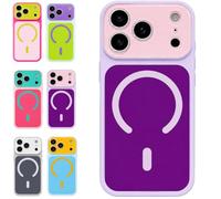 Summer Vibe Dopamine Contrast Color Magnetic Phone Case - Dopamine Color Block Jelly Phone Case, Compatible with Magnet，Purple：for 16pro