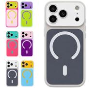 Summer Vibe Dopamine Contrast Color Magnetic Phone Case - Dopamine Color Block Jelly Phone Case, Compatible with Magnet，Gray：for 17promax