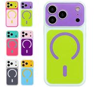 Summer Vibe Dopamine Contrast Color Magnetic Phone Case - Dopamine Color Block Jelly Phone Case, Compatible with Magnet，Green：for 16promax