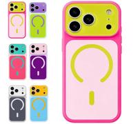Summer Vibe Dopamine Contrast Color Magnetic Phone Case - Dopamine Color Block Jelly Phone Case, Compatible with Magnet，Pink：for 17pro