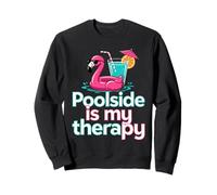 Summer Vibe Poolside Is My Therapy Flamingo Vacation Graphic Sweatshirt