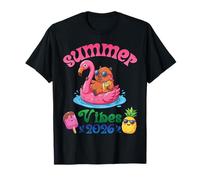 Summer Vibes 2026 Capybara with Flamingo Float Beach Trip T-Shirt
