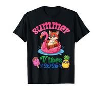 Summer Vibes 2026 Fox with Flamingo Float Beach Trip T-Shirt
