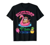 Summer Vibes 2026 Otter with Flamingo Float Beach Trip T-Shirt