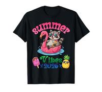 Summer Vibes 2026 Rhino with Flamingo Float Beach Trip T-Shirt