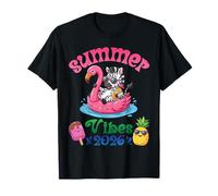 Summer Vibes 2026 Zebra with Flamingo Float Beach Trip T-Shirt