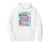 Summer Vibes Beach Sun Fun Tropical Crab Surfboard Vacation Pullover Hoodie