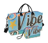 Summer Vibes Beach Vintage Poster Personal Item Travel Bag Carry On Weekend Bag Sports Tote Gym Bag with Toiletry Bag for Gym 2 Pcs Set bolsas para