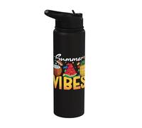 Summer Vibes Brick Builder Building Block Coconut Pineapple Stainless Steel Insulated Water Bottle