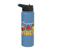 Summer Vibes Brick Builder Building Block Coconut Pineapple Stainless Steel Insulated Water Bottle