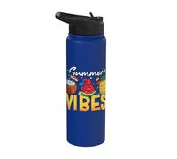 Summer Vibes Brick Builder Building Block Coconut Pineapple Stainless Steel Insulated Water Bottle