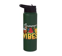 Summer Vibes Brick Builder Building Block Coconut Pineapple Stainless Steel Insulated Water Bottle