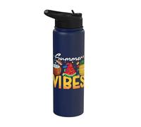 Summer Vibes Brick Builder Building Block Coconut Pineapple Stainless Steel Insulated Water Bottle