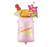 PartyDeco Summer Vibes Cocktail Foil Balloon 18.5 x 31.1 In, Fun Tropical Drink Balloon for Beach Pool Decor, Bachelorette Decorations, Bright Pink Summer Party