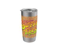 Summer Vibes Psychedelic Groove Retro Typography Apparel Stainless Steel Insulated Tumbler