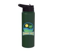 Summer Vibes Retro Beach Badge Design Stainless Steel Insulated Water Bottle