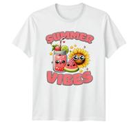 Summer Vibes Seasons Summer Graphic T-Shirt Mens Casual Tee Womens Unisex Top Fun Design 3XL White