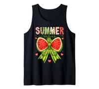 Summer Vibes Tropical Fruit Watermelon Coquette Bow Girls Tank Top
