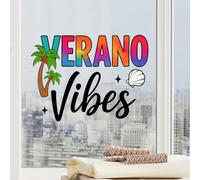 Summer Vibes Wall Stickers, Verano Vibes Colorful Palm Tree and Seashell Wall Decals, PVC Self-Adhesive Wall Art for Bedroom, Living Room, Office Decor, Tropical Beach Theme Decor