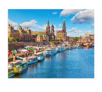 Summer View of the Old Town Architecture with Elbe Riverbank, Dresden, Saxony, Germany，wooden Jigsaw Puzzle 1000 Pieces Adult Toys Decompression Game（75x50cm）-V77