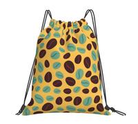 Summer Vintage Coffee Beans Drawstring Sports Bag String Backpack For Casual Gym Travel Camping