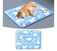 Summer Water Filling Pet Cooling Mat Wear Resistant Waterproof Ice Cushion Comfortable Heat Dissipation Portable Foldable Sleeping Pad for Dogs Cats Indoor Outdoor Daily (blue(40 * 50cm))