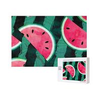 Summer Watermelon Cool,300 Pieces Wooden Jigsaw Family Game Jigsaw Puzzles for Adults Teens Home Decor