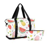 Summer Watermelon Ice Cream Pineapple Multifunctional Large Bag Carry On Personal Item Bag with Adjustable Strap for Trip
