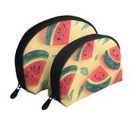 Summer Watermelon Portable Shell Cosmetic Bag Set - Travel Makeup Organiser with Zipper & Inner Compartments