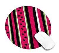Summer Watermelon Striped Mouse Pad, Peach Green Black Colorful Desk Mousepad, Non-Slip Washable Gaming Mouse Pad for Home and Office Computer, Laptop Round 8x8 Inch