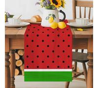 Summer Watermelon Table Runner 14x72 Inches Long Tropical Fruit Watercolor Style Cotton Linen Table Runner Burlap Style for Dinner Table Party Decor Tabletop Decorations