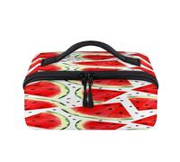 Summer Watermelon Travel Makeup Bag Portable Fruit Watermelon Waterproof Pouch Open Flat Toiletry Bags Toiletries Cosmetics Traveling Organizer for Women Men