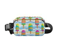 Summer Wave Pattern Popsicle Colorful Cute Fanny Pack Waist Bag for Women Men Mini Belt Bag Travel Wallet with Adjustable Strap for Shopping Sports Work